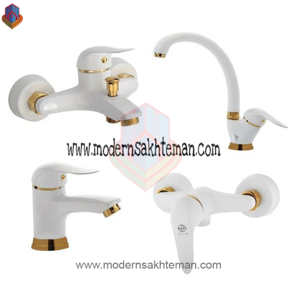 ariel white gold faucet set ست شیرآلات کی اند دی مدل آریل سفید طلایی