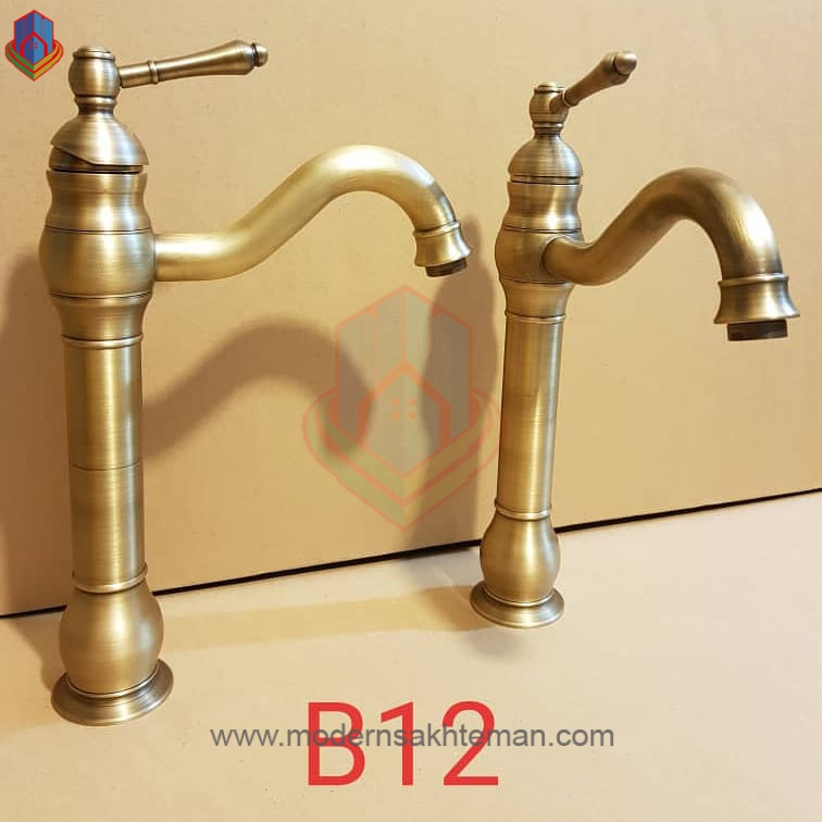 b12 شیر روشویی لوکس پایه بلند زیتونی مدل B12