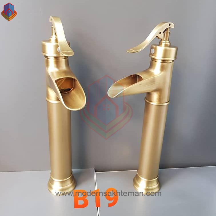 b19 شیر روشویی لوکس پایه بلند زیتونی مدل B19