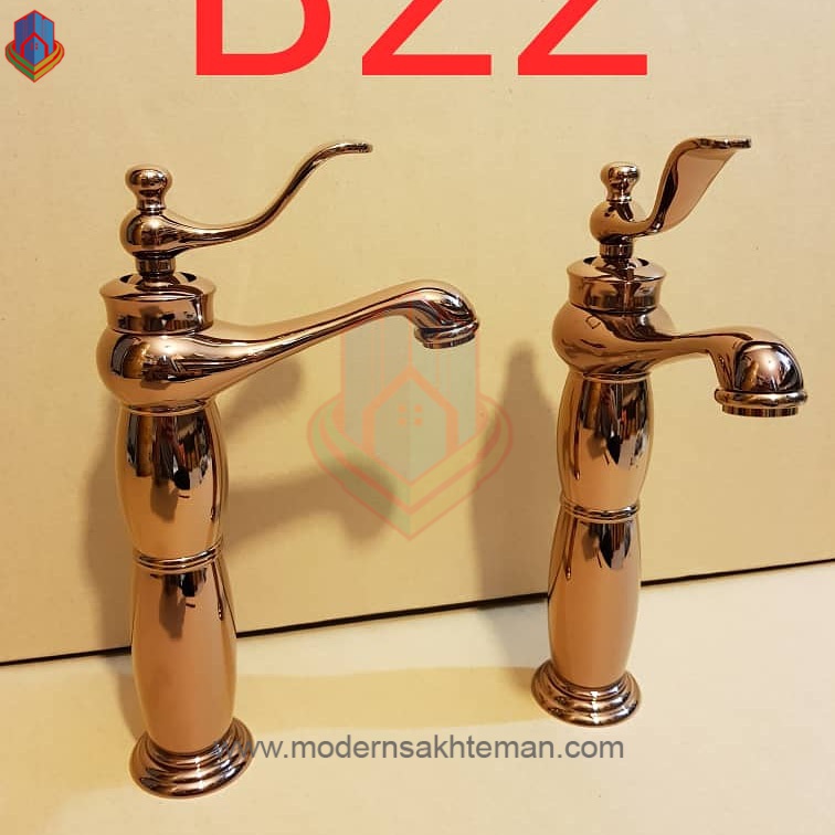 b22 شیر روشویی لوکس پایه بلند رزگلد مدل B22