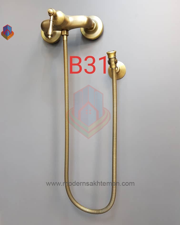 b31 شیر توالت زیتونی همراه شلنگ توالت مدل B31