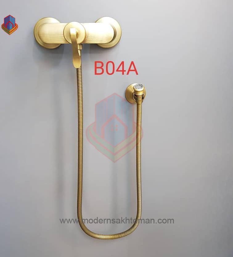 bo4a شیر توالت زیتونی همراه شلنگ توالت مدل B04A