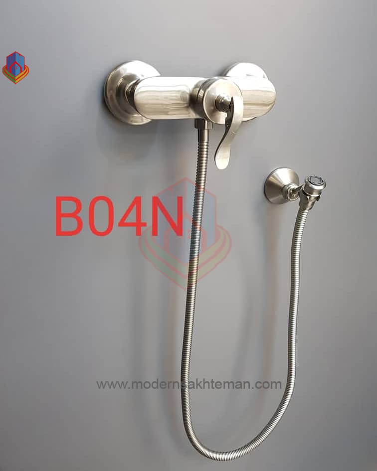 bo4n شیر توالت کروم مات همراه شلنگ توالت مدل B04N