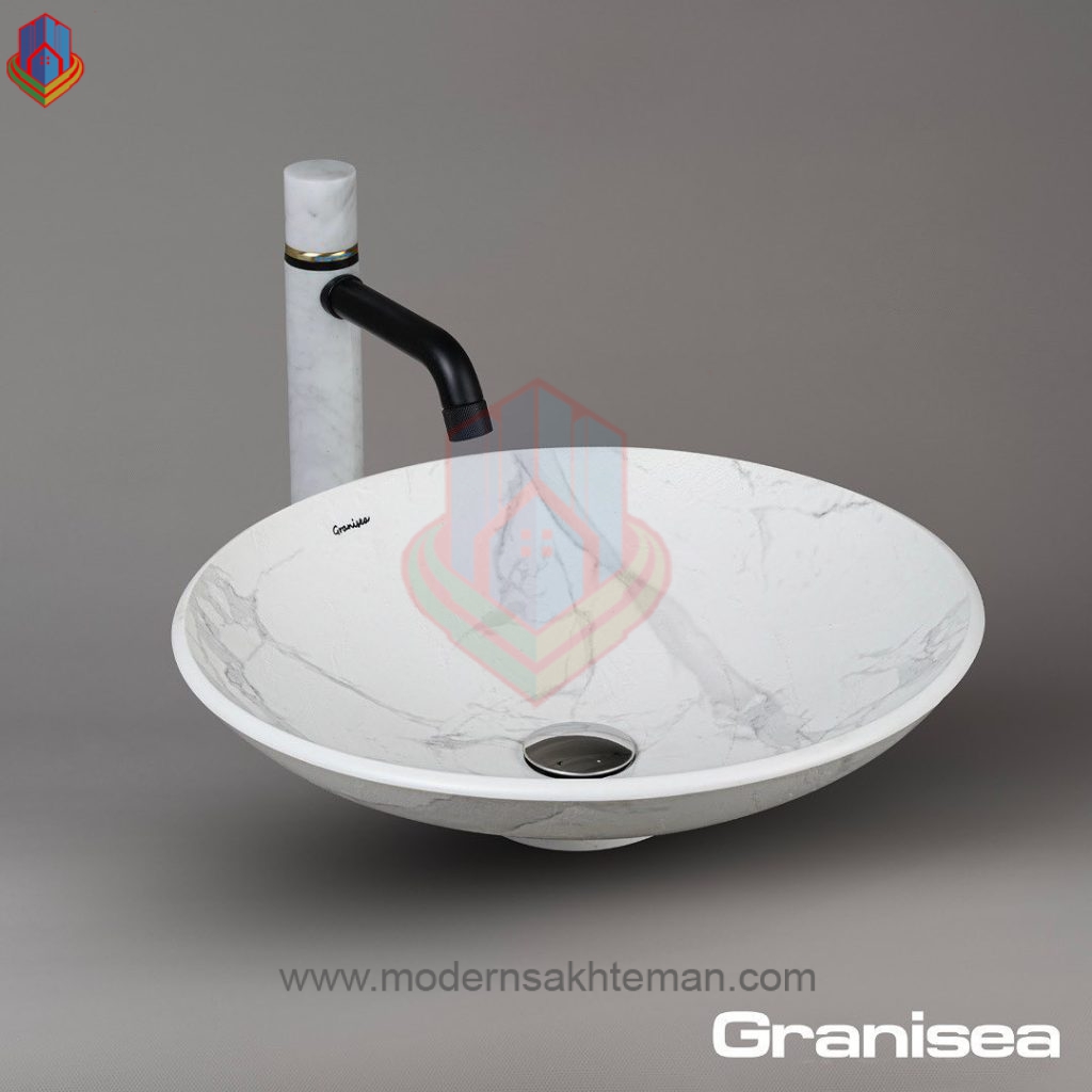 ffd13b15cf044a64b53390beac044fd1 کاسه روشویی مارمونایت سفید کد 129 - Image 1