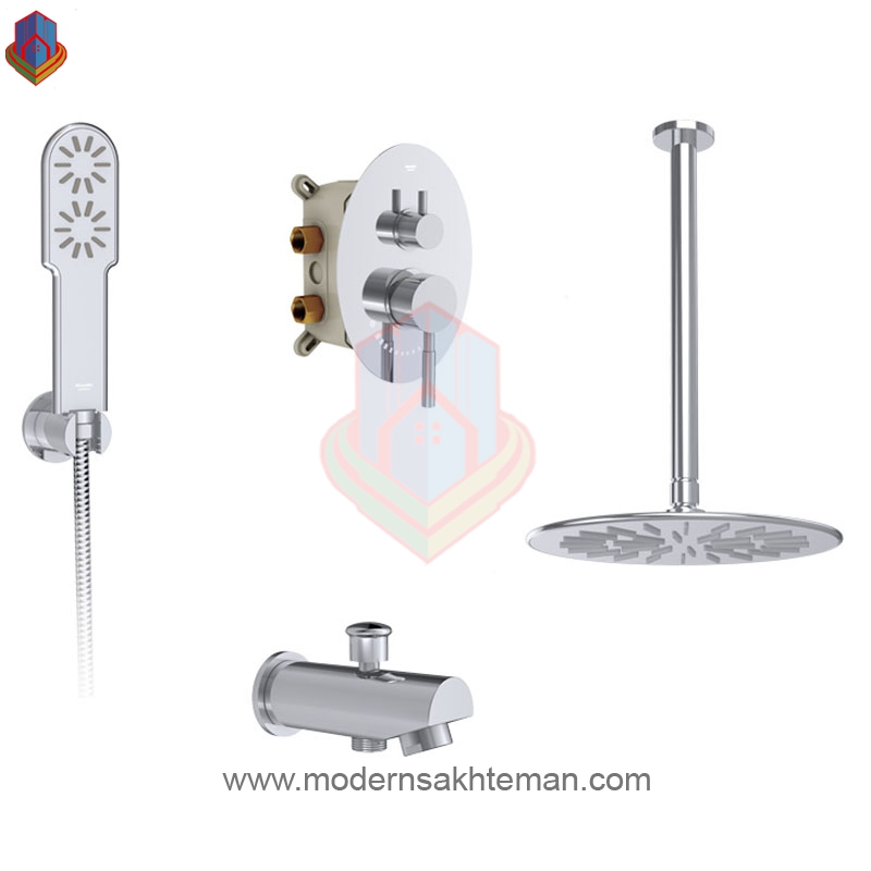 gh2ndgBIZQCu7k29 شیر حمام توکار شودر مدل روگن کروم تیپ 4 - Image 1