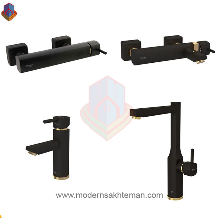 inCollage_۲۰۲۱۰۹۲۲_۱۰۵۷۰۷۸۶۳ ست کامل شیرآلات شودر مدل یونیک مشکی طلایی - Image 1