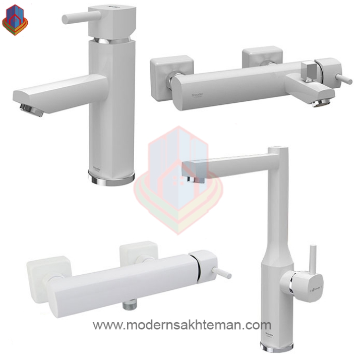 inCollage_۲۰۲۱۰۹۲۲_۱۱۳۱۰۶۶۲۷ ست کامل شیرآلات شودر مدل یونیک سفید کروم - Image 1