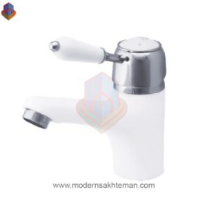 شیر روشویی کرومات مدل فانتزی سفید