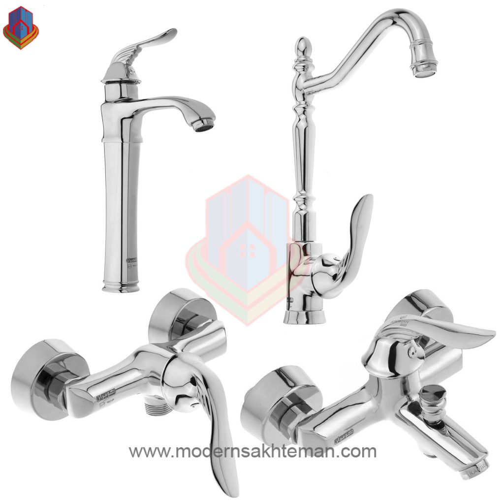 kaviran azar milan chrome full set ست شیرآلات کویران آذر مدل میلان کروم براق