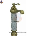 شیر روشویی پایه بلند طلایی سفید لوکس HD_704A_1
