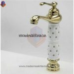 شیر روشویی پایه بلند طلایی سفید لوکس HD_704A_1