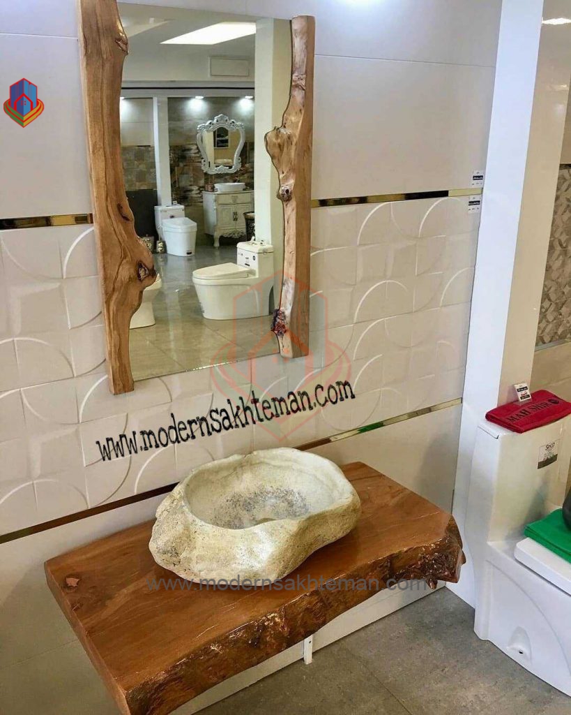 ست کامل اسلب چوب و آینه مدرن و کاسه روشویی رودخانه ای ست کامل اسلب چوب و آینه مدرن و کاسه روشویی رودخانه ای