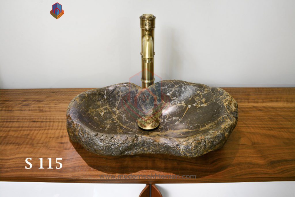 کاسه روشویی سنگی رودخانه ای مدل S115 کاسه روشویی سنگی رودخانه ای مدل S115