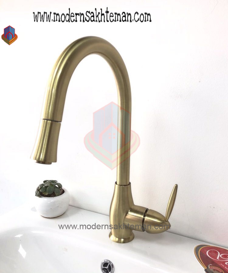 شیر ظرفشویی شاوری لوکس طلایی مدل DKL_5217 شیر ظرفشویی شاوری لوکس طلایی مدل DKL_5217