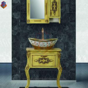 روشویی کابینتی رویال پرسپولیس مدل دلتا رنگی سنگ طلایی