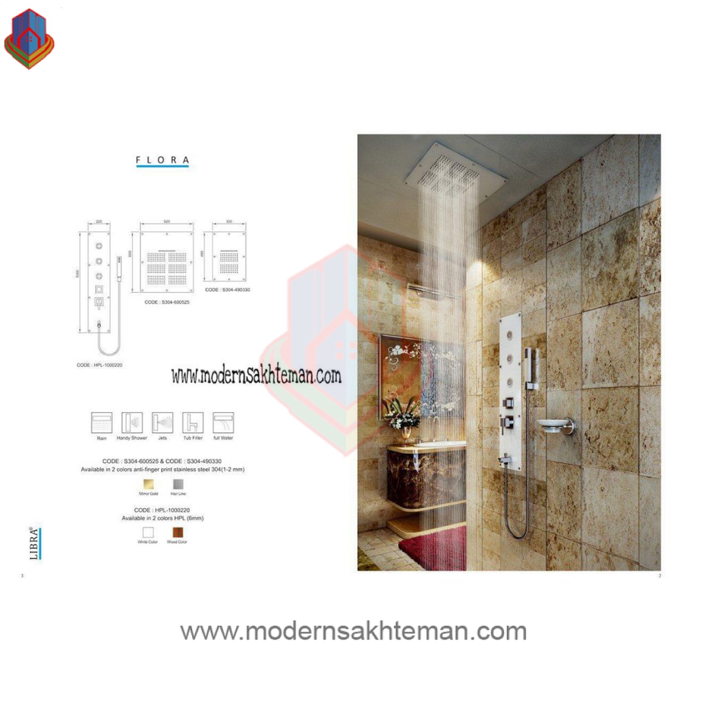 photo_2019-09-23_12-32-05 پنل دوش توکار لیبرا سفید مدل فلورا - Image 1