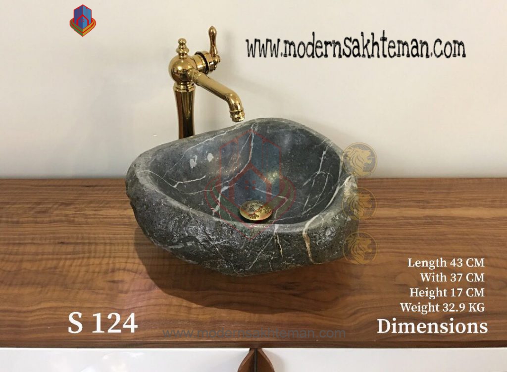 rodkhanS124 کاسه روشویی سنگی رودخانه ای مدل S124 - Image 1