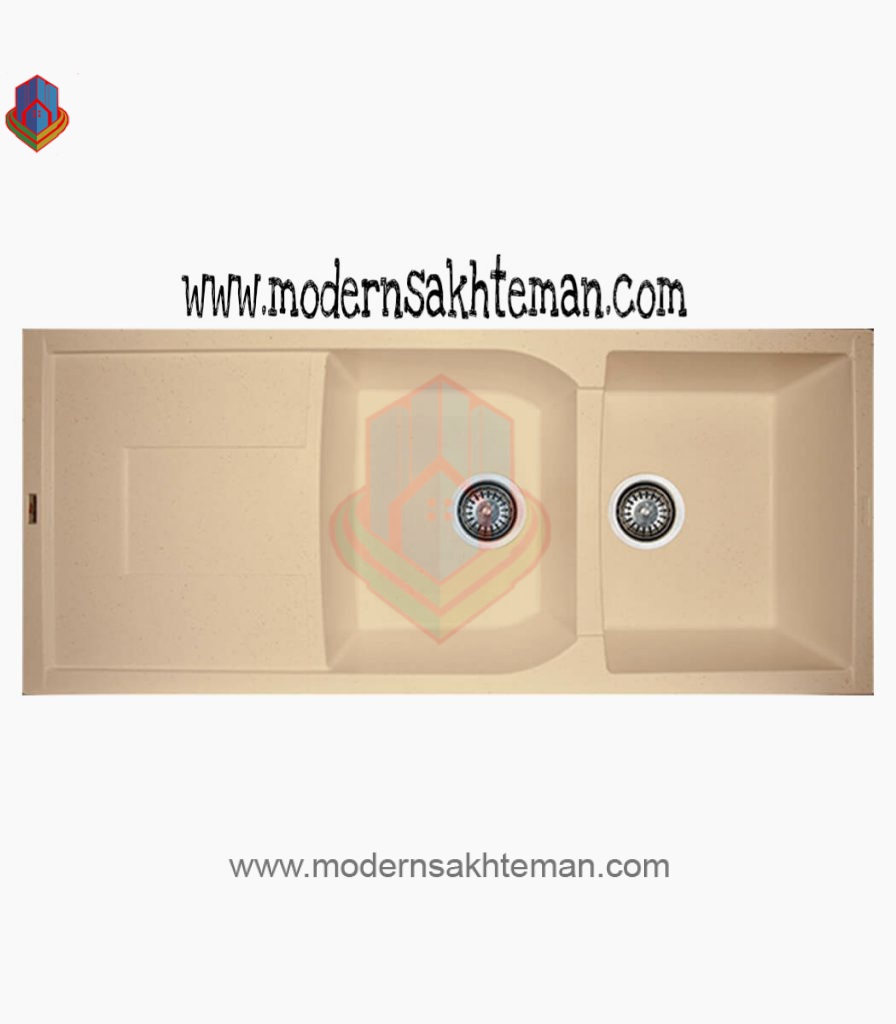 shine cream double bowl granite sink 527-1 سینک گرانیتی دو لگن شاین کد 527