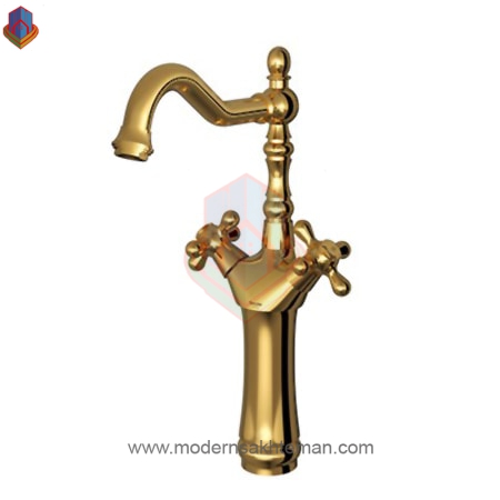 باروک پلاس طلایی شیر روشویی پایه بلند شودر مدل باروک پلاس طلایی - Image 1