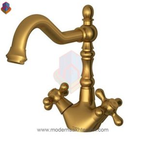 شیر روشویی شودر مدل باروک پلاس طلایی مات
