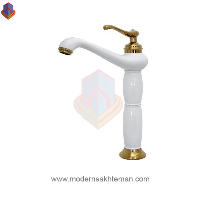 روشویی-ماموت-پایه-بلند-کرومات-سفید-700x700 شیر روشویی پایه بلند کرومات مدل ماموت سفید طلایی - Image 1
