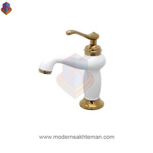 شیر روشویی کرومات مدل ماموت سفیدطلایی