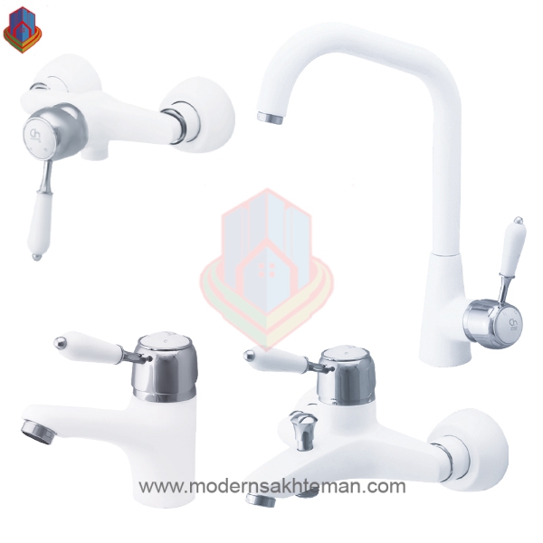 ست-شیرآلات-کرومات-مدل-فانتزی-سفید-کروم ست شیرآلات کرومات مدل فانتزی سفید - Image 1