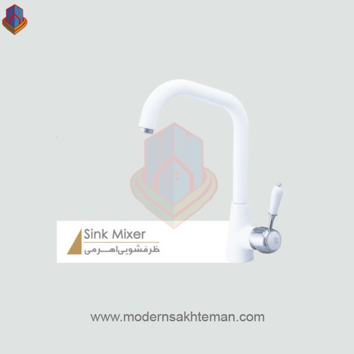 شیر-ظرفشویی-کرومات-مدل-فانتزی-سفید-کروم شیر ظرفشویی کرومات مدل فانتزی سفید - Image 1