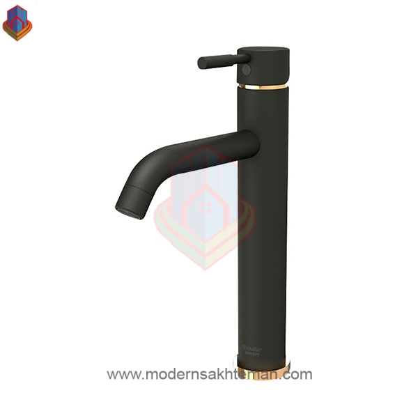 شیرالات-روشویی-شودر-مدل-مارینو-مشکی-طلایی شیر روشویی شودر پایه بلند مدل مارینو مشکی طلایی - Image 1