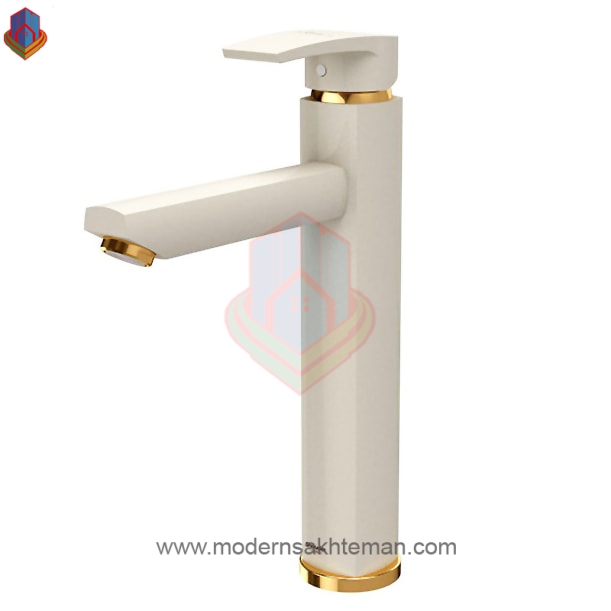یونیک پلاس شیری طلایی شیر روشویی پایه بلند مدل یونیک پلاس شیری طلایی - Image 1