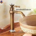 شیر روشویی پایه بلند زیتونی لوکس دسته الماسی HD_530A